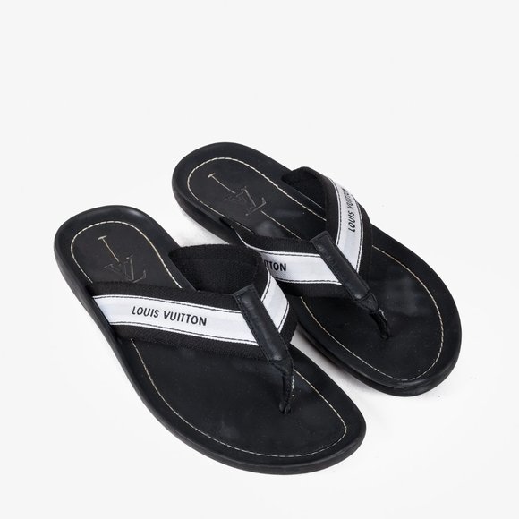 Louis Vuitton Black and White Canvas Flip Flops - Picture 1 of 11